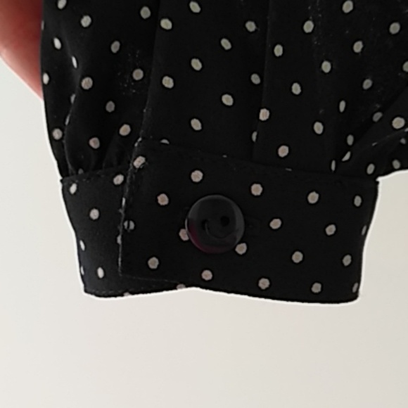 Liz Claiborne Black & Cream Polka Dot Sheer Blouse - Picture 4 of 8